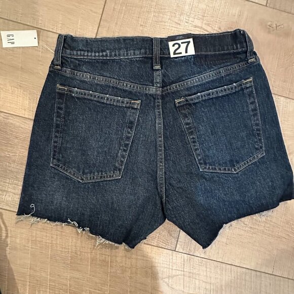 Gap Denim Cheeky High-Rise Cutoff Shorts 27 Tall Dark Wash Low Stretch NEW - Picture 5 of 8